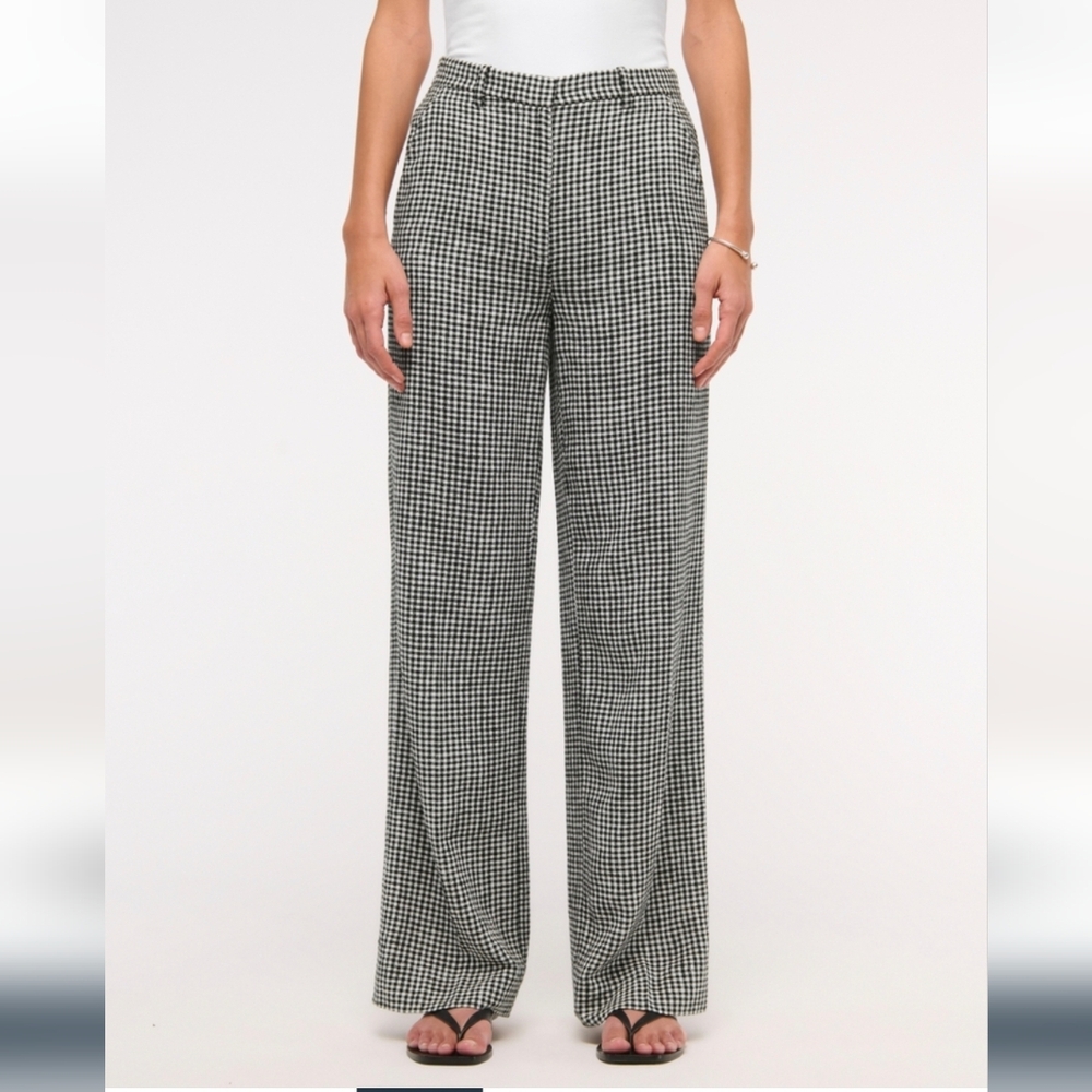Abercrombie Black and White Checkered Women's Linen Pants